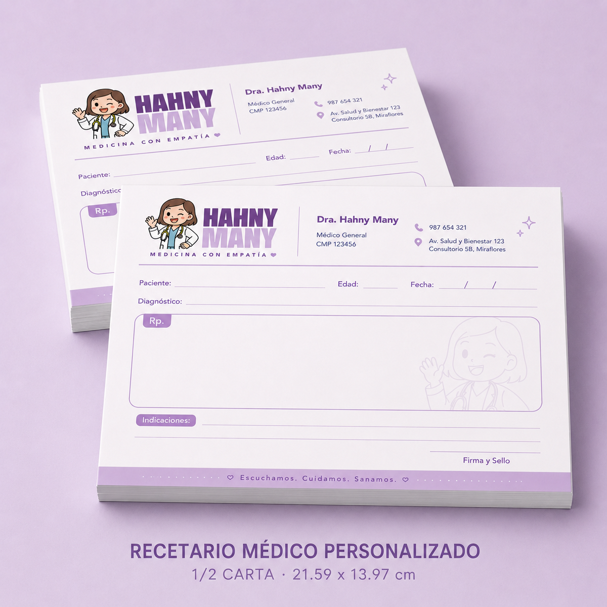 Recetarios Médicos Personalizados | Tamaño 1/2 Carta